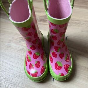 Pink and Green Rain & Snow Boots with Strawberry Design